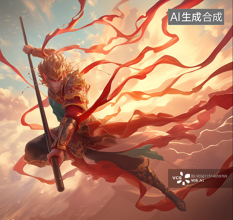 【AI数字艺术】孙悟空形象插画图片素材