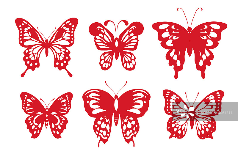 蝴蝶春节剪纸图片素材