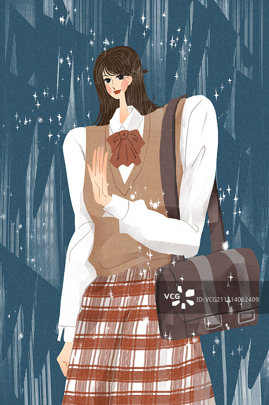 女性高中生插画图片素材