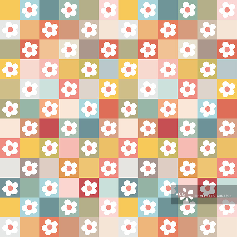 手绘矢量马卡龙色小碎花方格背景图片素材