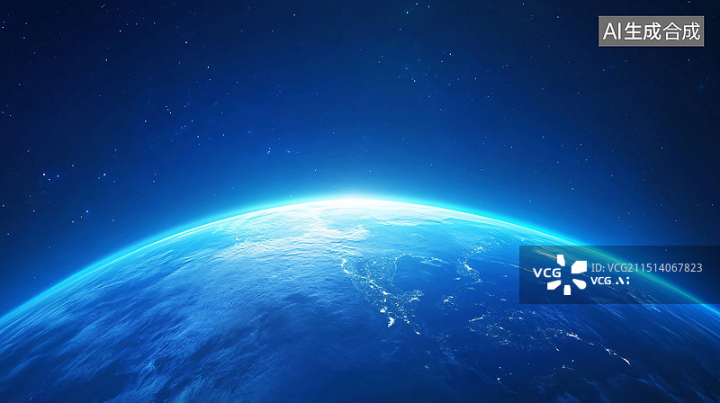 【AI数字艺术】地球地平线宇宙地球日出场景空间壁纸插图图片素材