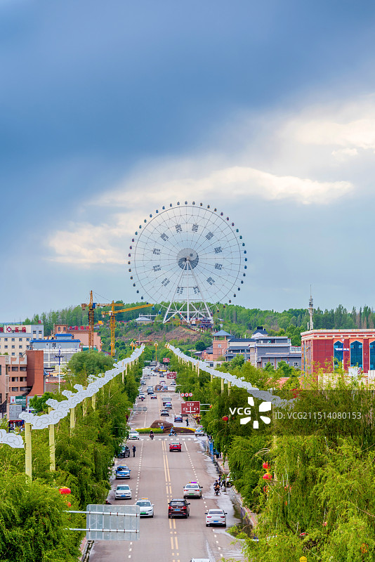 中国新疆伊犁特克斯八卦城街景图片素材