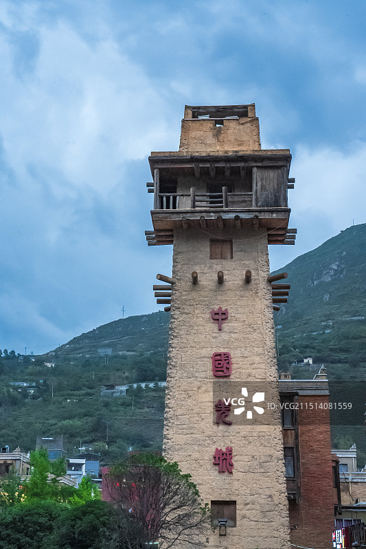 中国羌城 四川 阿坝 汶川地标图片素材