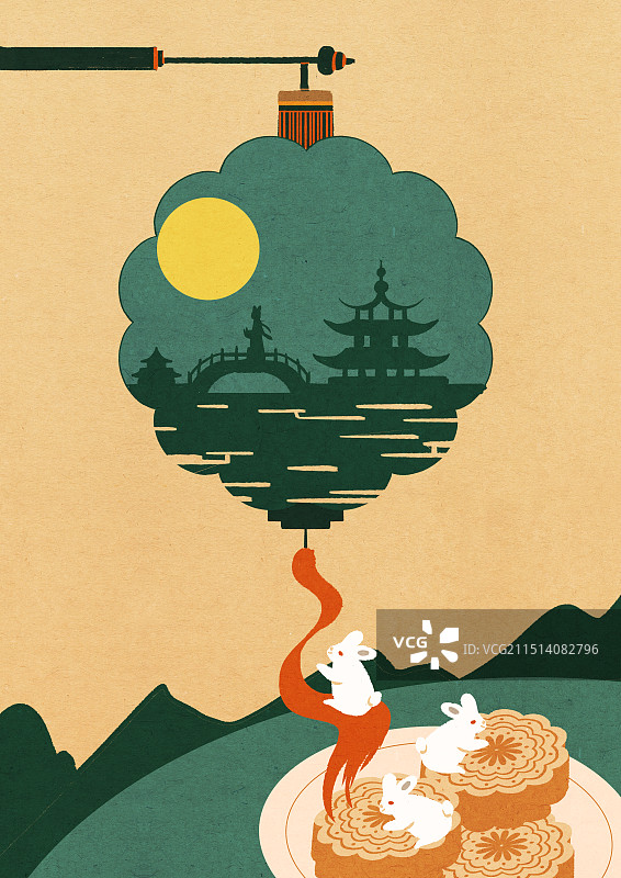 中秋节赏月吃月饼吃团圆饭图片素材