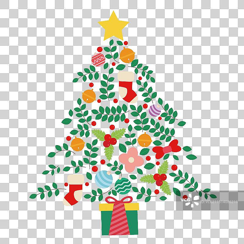 手绘矢量圣诞元素圣诞树图片素材