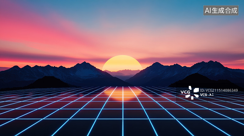 【AI数字艺术】赛博空间 霓虹城市 地形背景图片素材