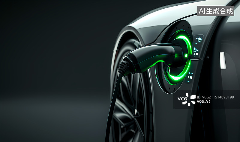 【AI数字艺术】新能源汽车充电图片素材