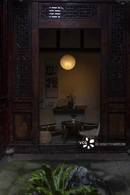 古香古色的中式庭院的宁静之美图片素材