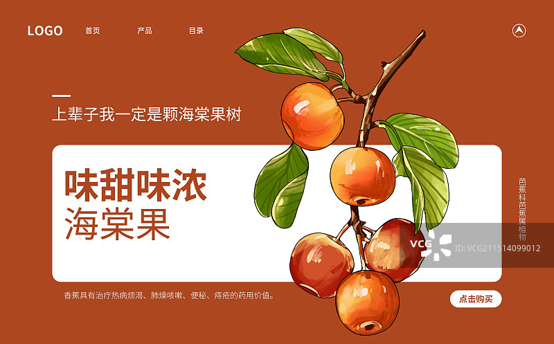 水果海棠果插画宣传海报版式设计模板图片素材