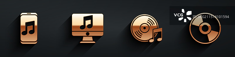 带音符黑胶的音乐播放器电脑图片素材