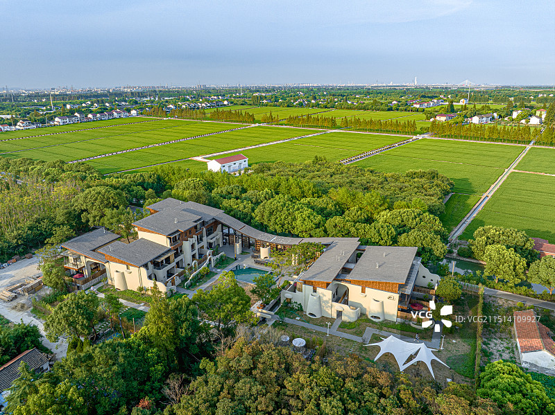 大树与稻田乡村艺术中心 上海松江长溇村美丽乡村建设 农房改建民宿 回归理想田园生活图片素材