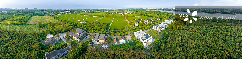 大树与稻田乡村艺术中心 香地艺术中心 松江黄浦江畔美丽乡村建设 农房改建民宿 回归理想田园生活图片素材