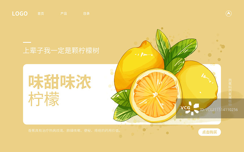 水果柠檬插画宣传海报版式设计模板图片素材