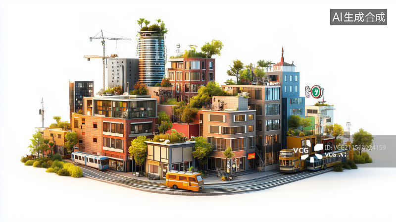 【AI数字艺术】微缩城市：未来都市的创意构想图片素材