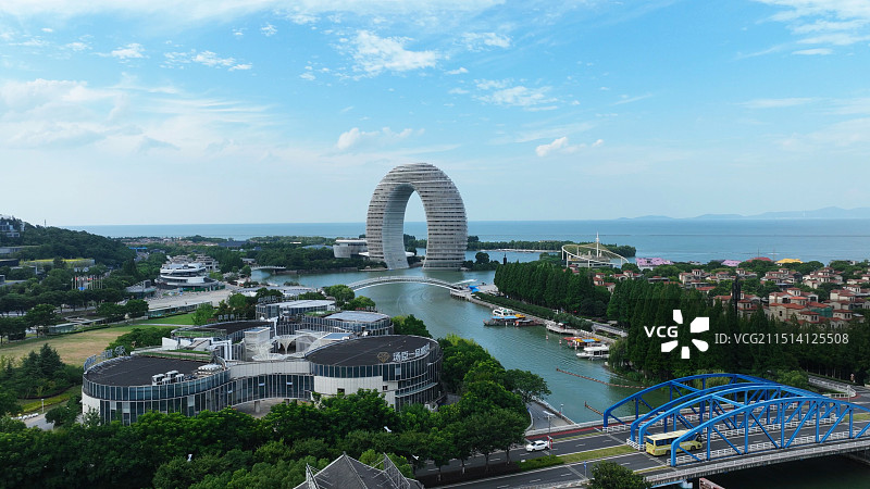 湖州黄金湖岸景区航拍图片素材