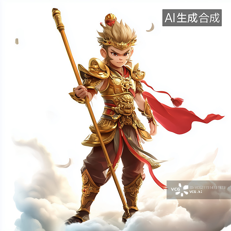 【AI数字艺术】3D立体西游记孙悟空齐天大圣美猴王人物形象插画图片素材