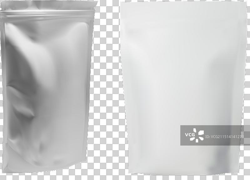咖啡袋模型：独立铝箔包装模板图片素材