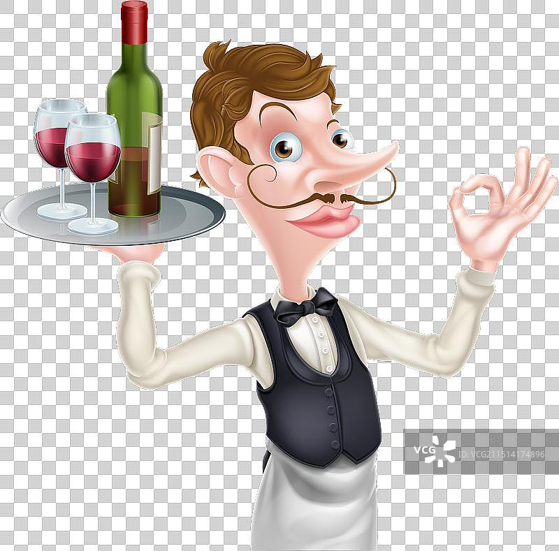 卡通葡萄酒服务员图片素材