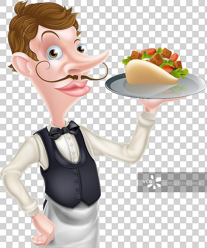 卡通男服务员图片素材