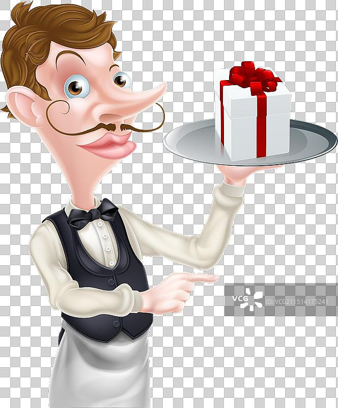 服务员指向礼物图片素材