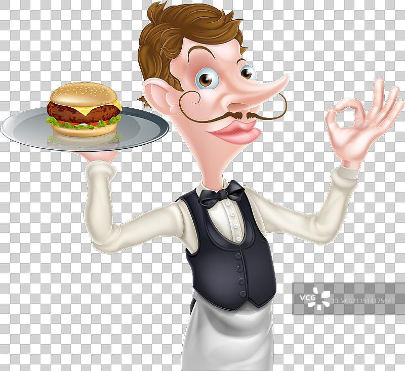 完美的汉堡服务员标志图片素材