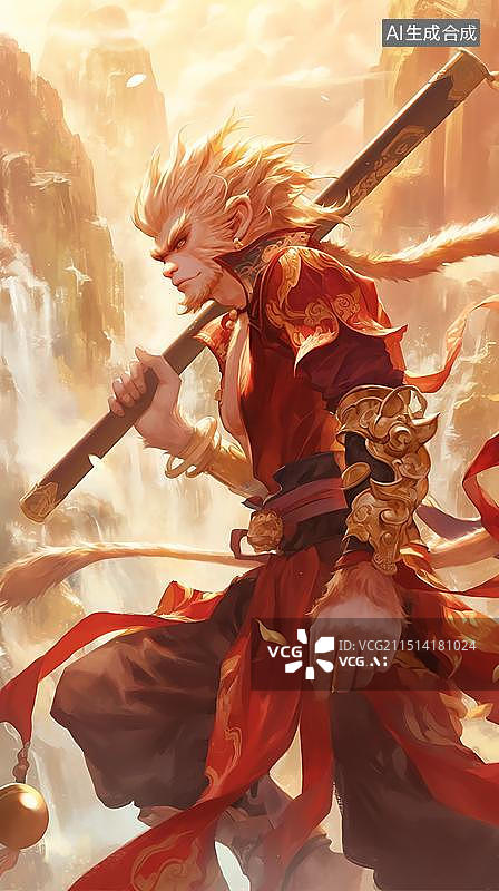 【AI数字艺术】中国神话人物孙悟空图片素材