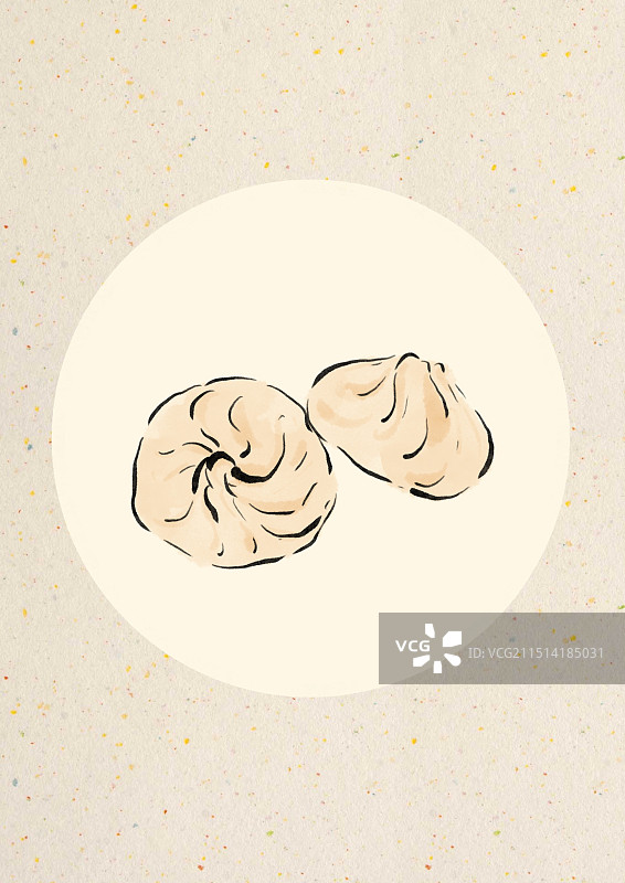 国潮风绍兴美食插画-豆腐包图片素材