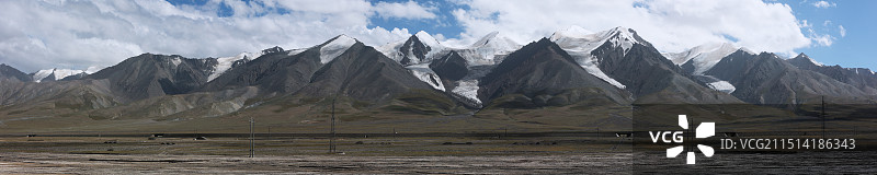 玉珠峰雪山下的牧场图片素材