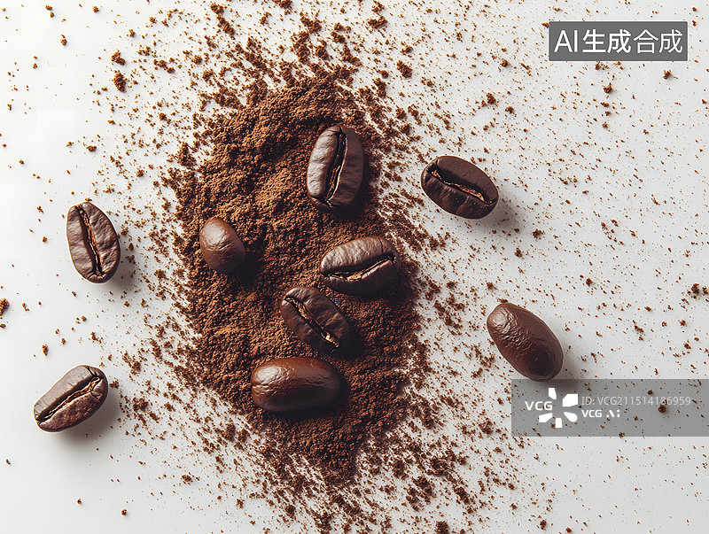 【AI数字艺术】咖啡豆和咖啡粉图片素材