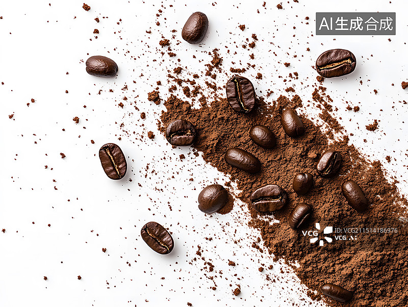 【AI数字艺术】咖啡豆和咖啡粉图片素材