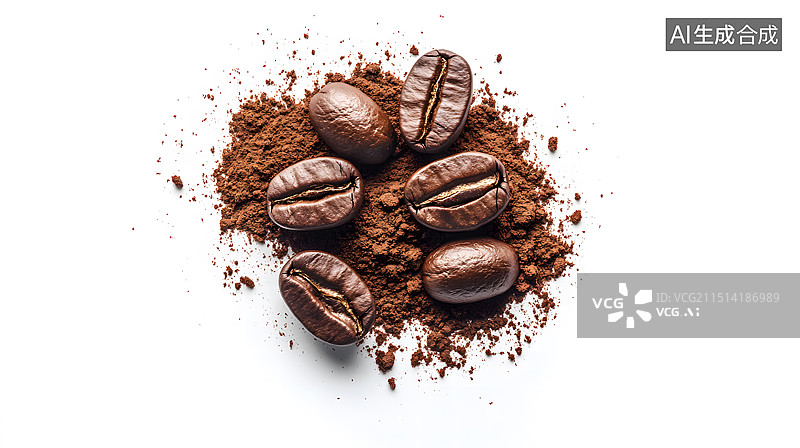 【AI数字艺术】咖啡豆和咖啡粉图片素材