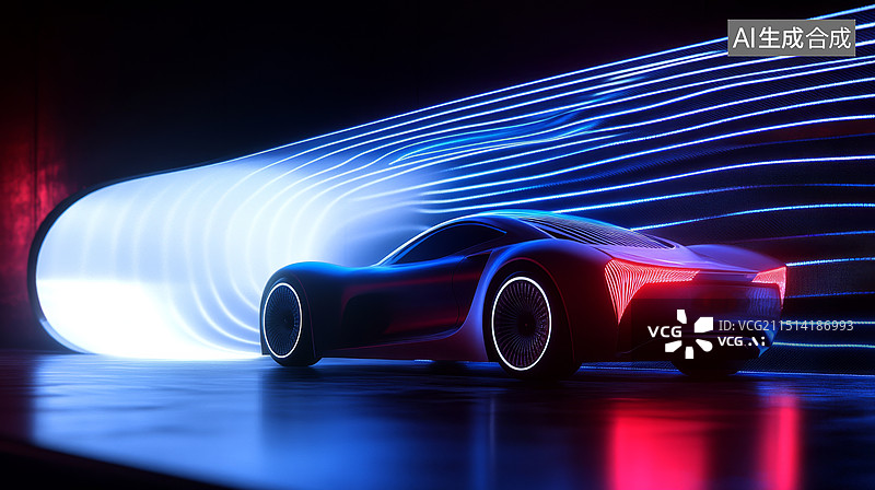 【AI数字艺术】汽车测试 风洞实验 风阻系数图片素材