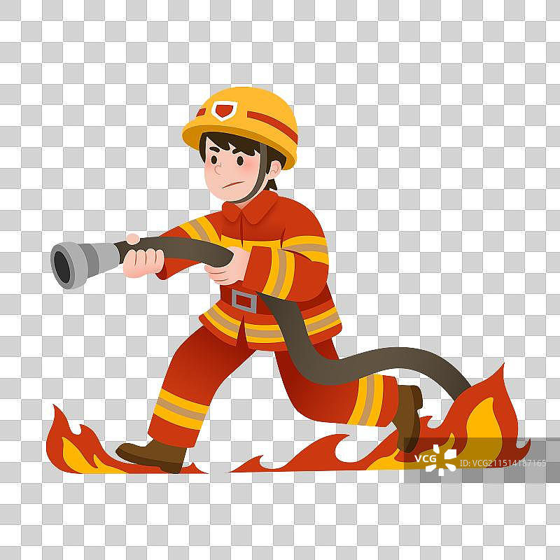 卡通扁平风消防员救火员男性职业人物图片素材