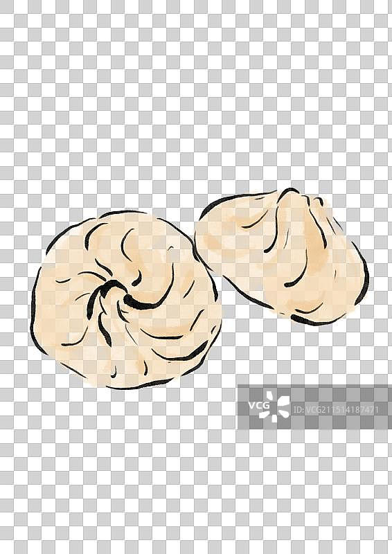 国潮风绍兴美食插画元素-豆腐包图片素材