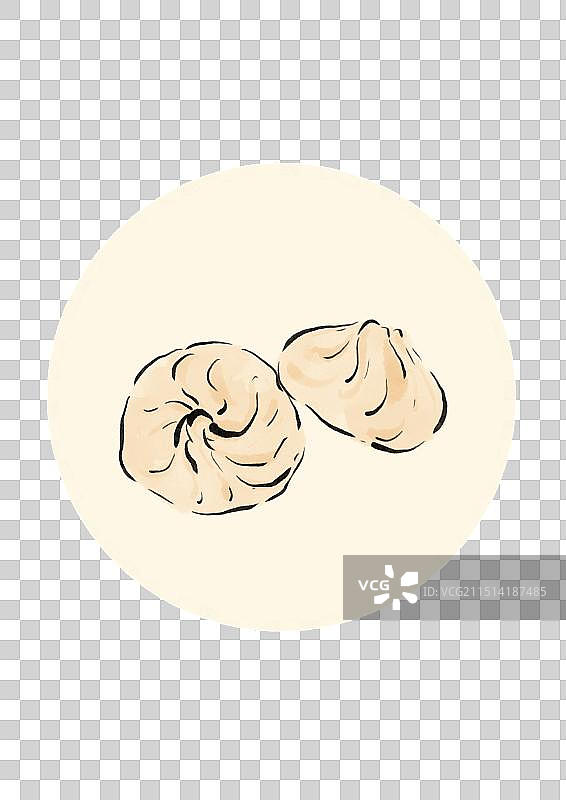 国潮风绍兴美食插画元素-豆腐包图片素材