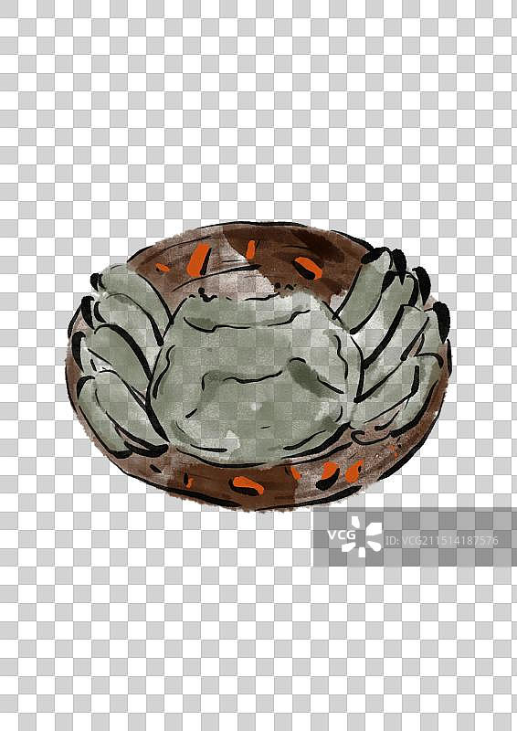 国潮风绍兴美食插画元素-醉蟹图片素材