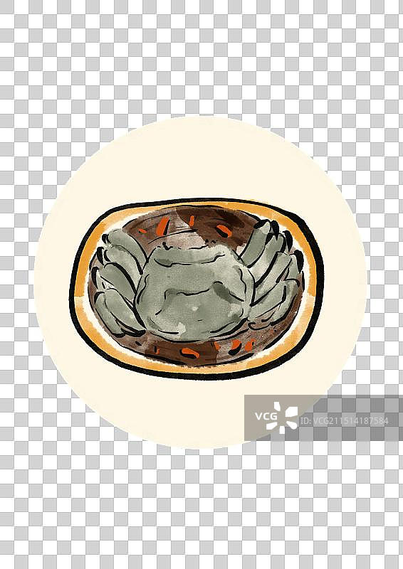 国潮风绍兴美食插画元素-醉蟹图片素材
