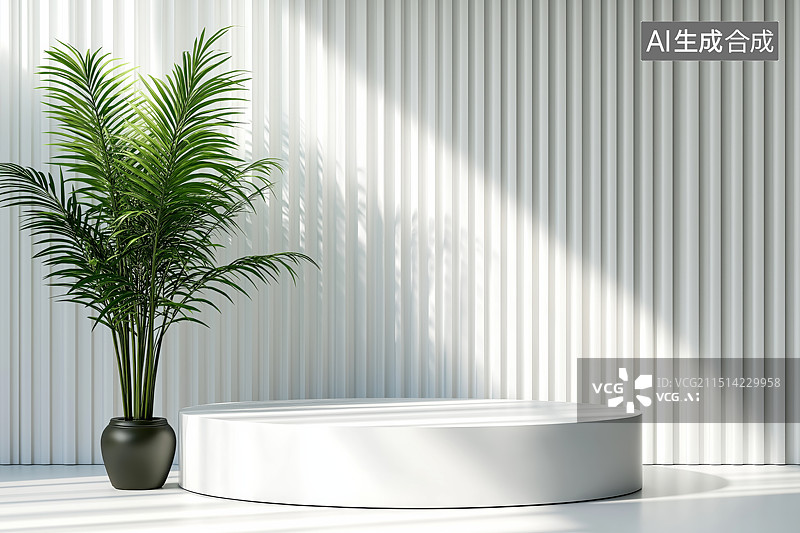 【AI数字艺术】白色色调的电商展台图片素材