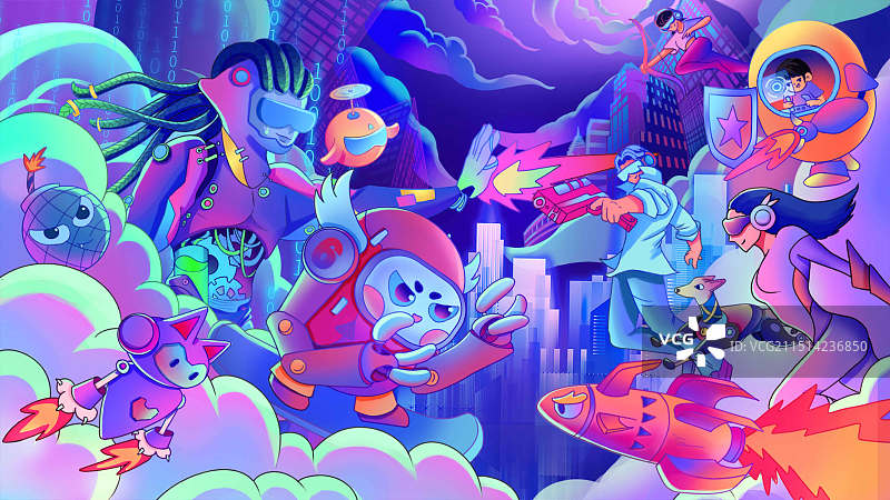 元宇宙赛博朋克对战游戏图片素材