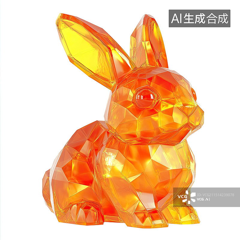 【AI数字艺术】透明质感的中秋节兔子玉兔图片素材
