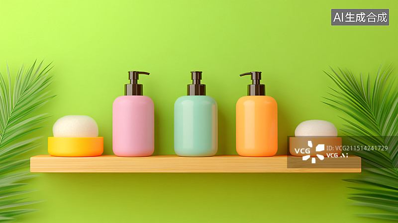 【AI数字艺术】3D渲染洗面奶化妆品模板展示平台三维背景图片素材