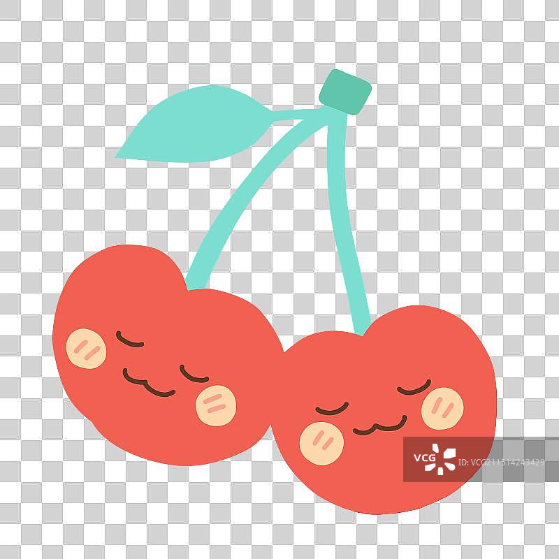 可爱樱桃车厘子免抠水果素材扁平插画图片素材