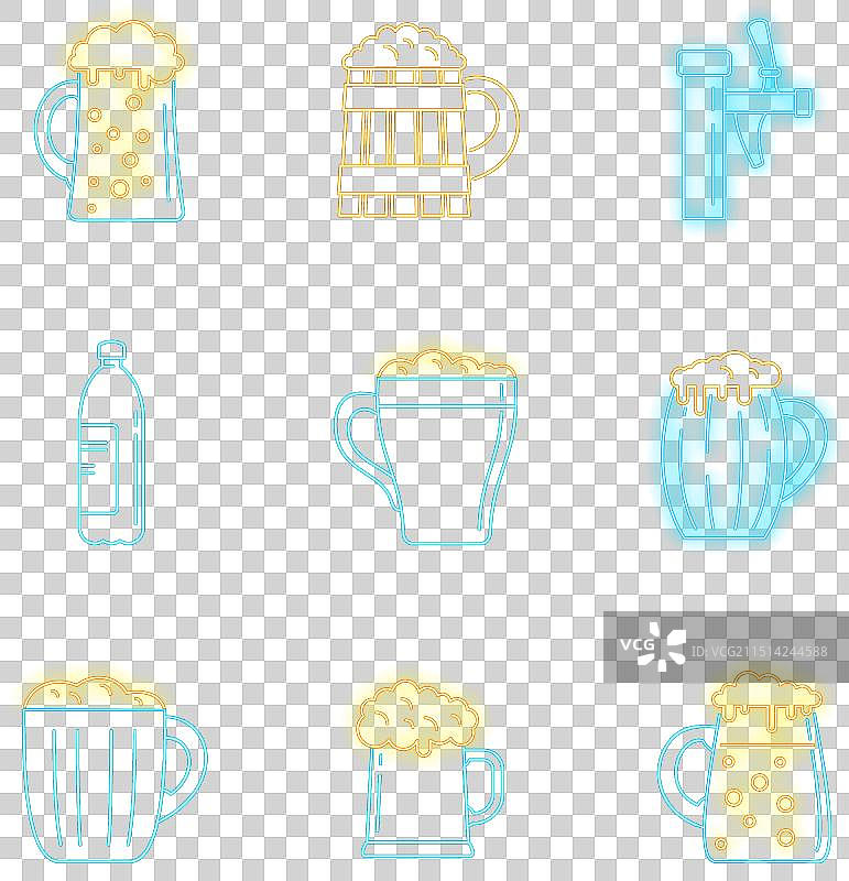 新鲜格瓦斯霓虹灯图标集图片素材