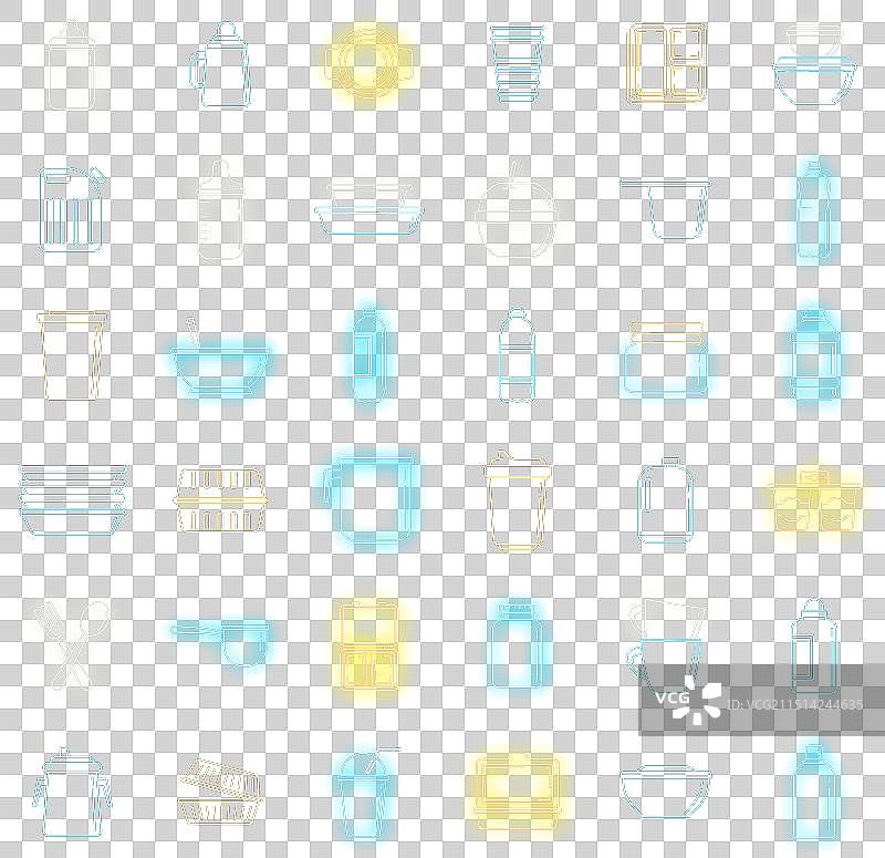 现代塑料餐具图标霓虹灯套装图片素材