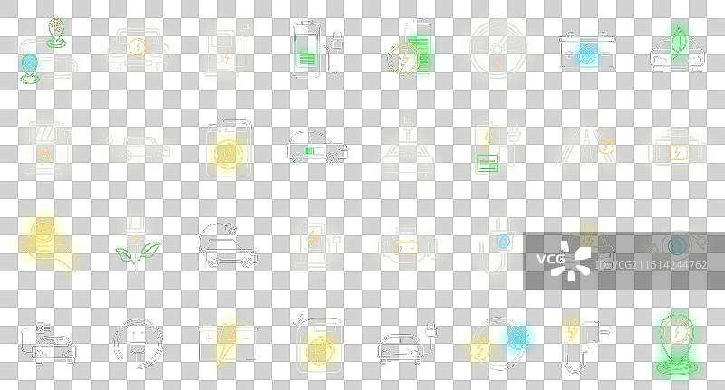 混合动力充电图标霓虹灯套装图片素材