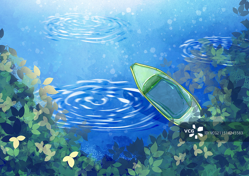 风景插画水纹涟漪图片素材