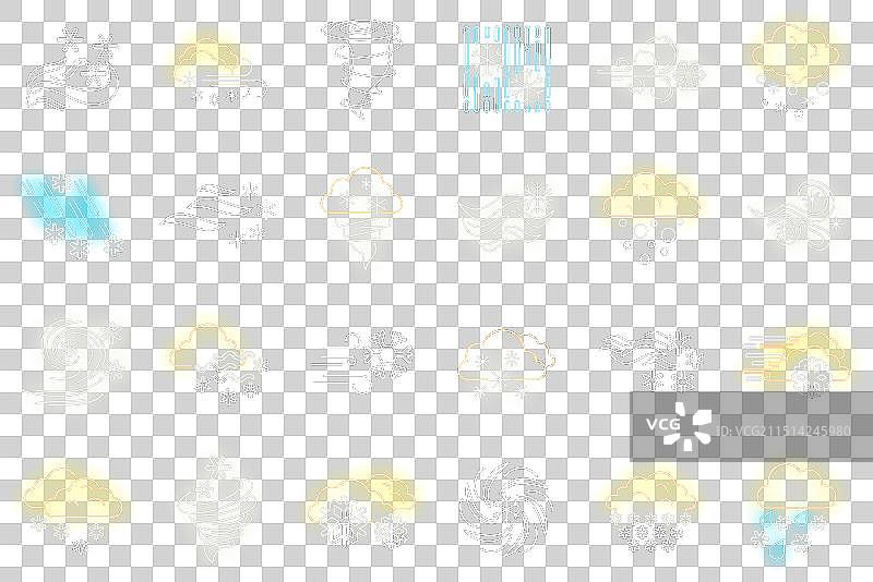 霓虹灯暴风雪气候图标集图片素材