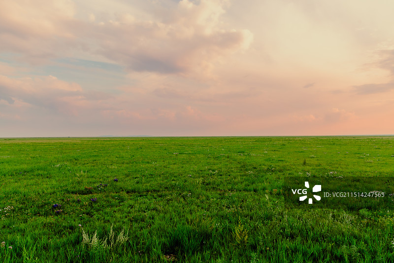 内蒙古大草原，夕阳，傍晚图片素材