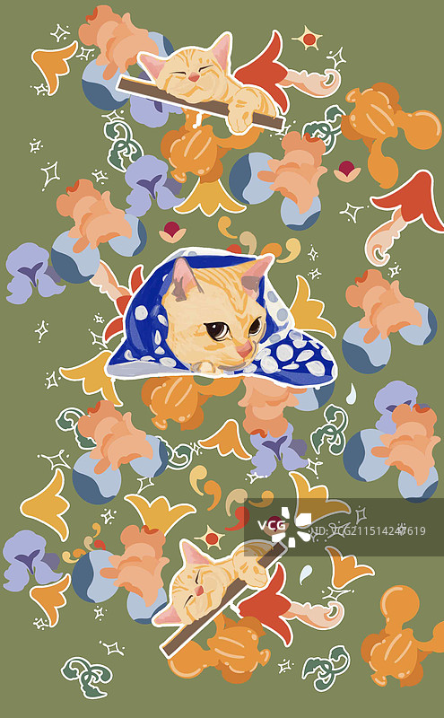 偷感猫咪印花图片素材