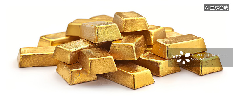 【AI数字艺术】白色背景金条图片素材